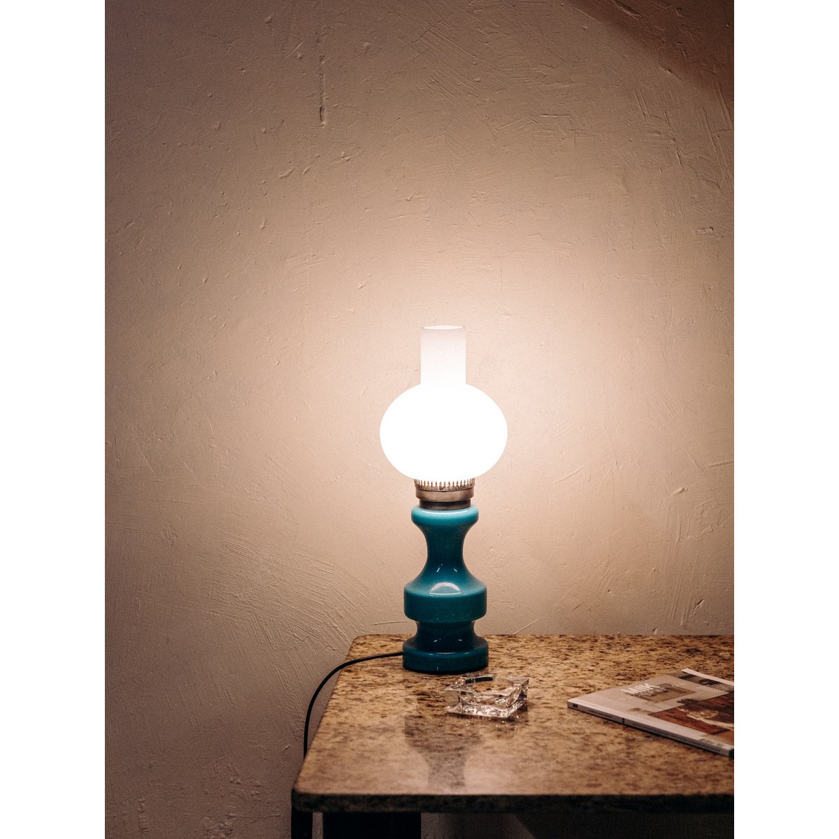 Lampe en céramique bleu clair Julia N°1057 - Bon état bleu clair, DEBONGOUT