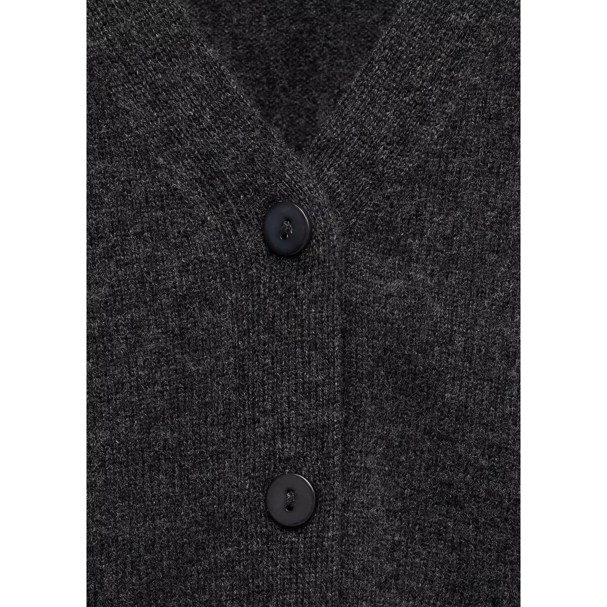 Cardigan laine col en V gris anthracite, MANGO