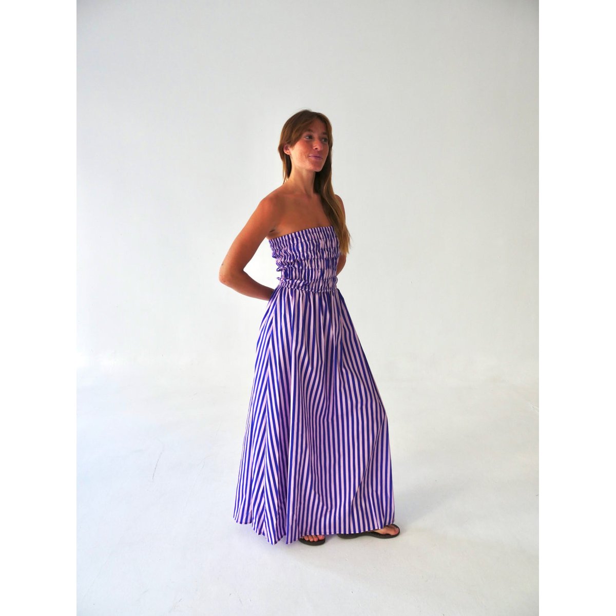 Robe longue bustier rayée EMILY bleu / rose, MINDTRAVELER
