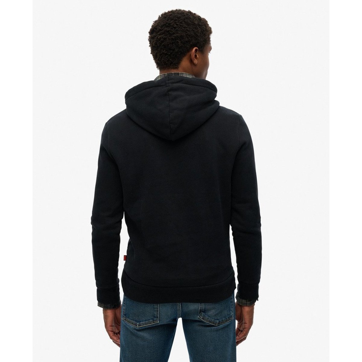 Sweat à capuche Black Label noir, SUPERDRY