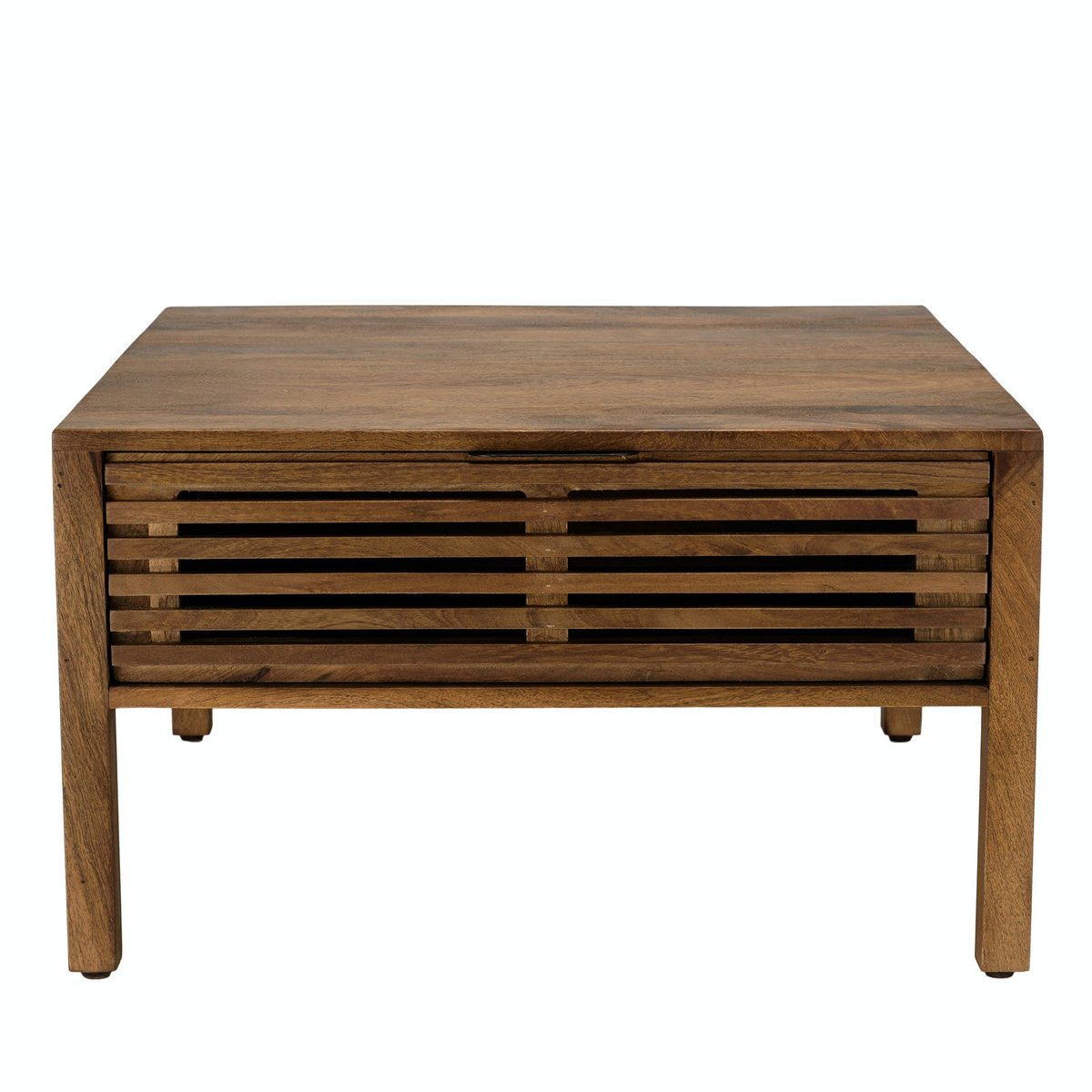 Table basse carrée 70x70 cm bois exotique 2 tiroirs opposés KANHA bois naturel, PIER IMPORT