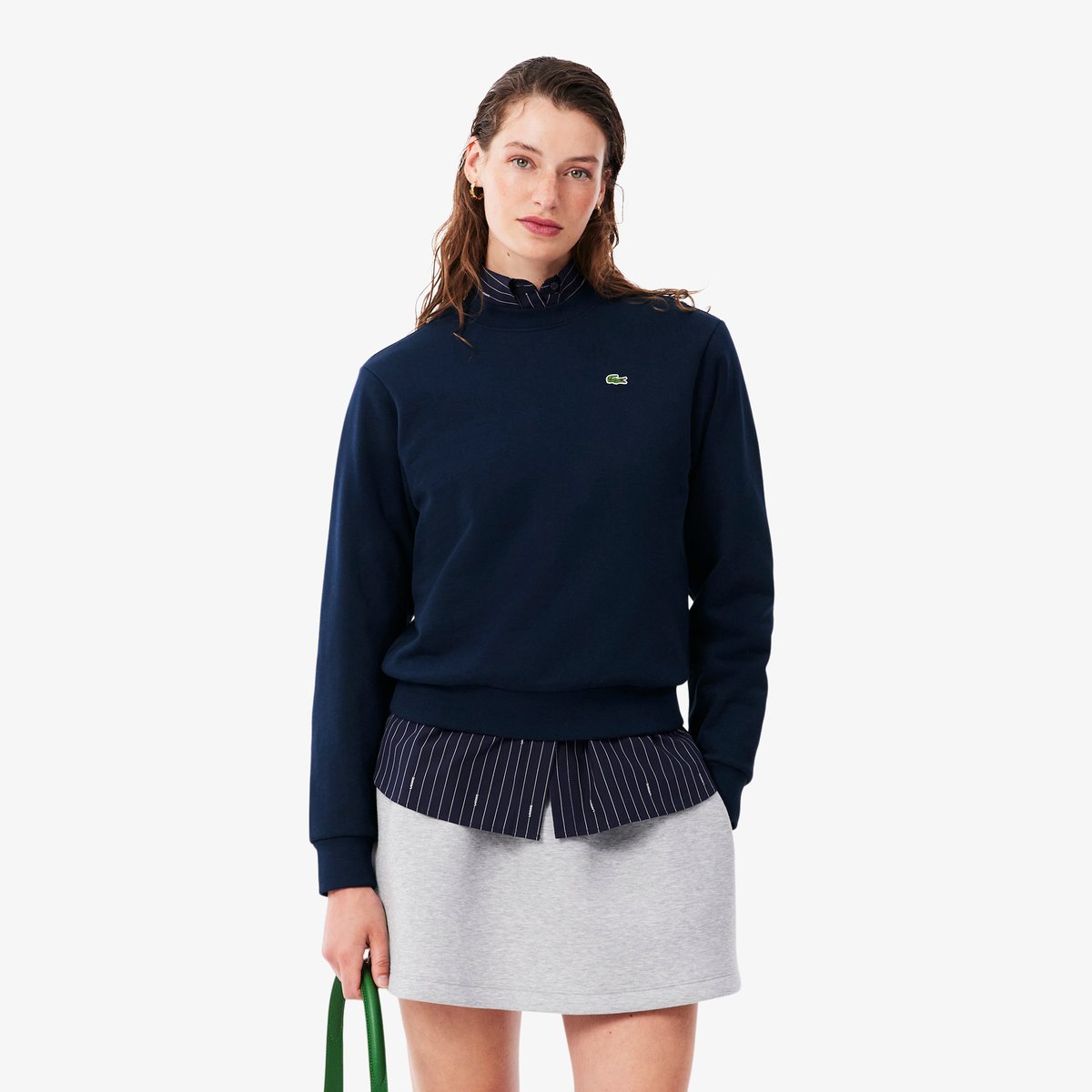 Sweatshirt relaxed fit col rond molleton bleu-166, LACOSTE