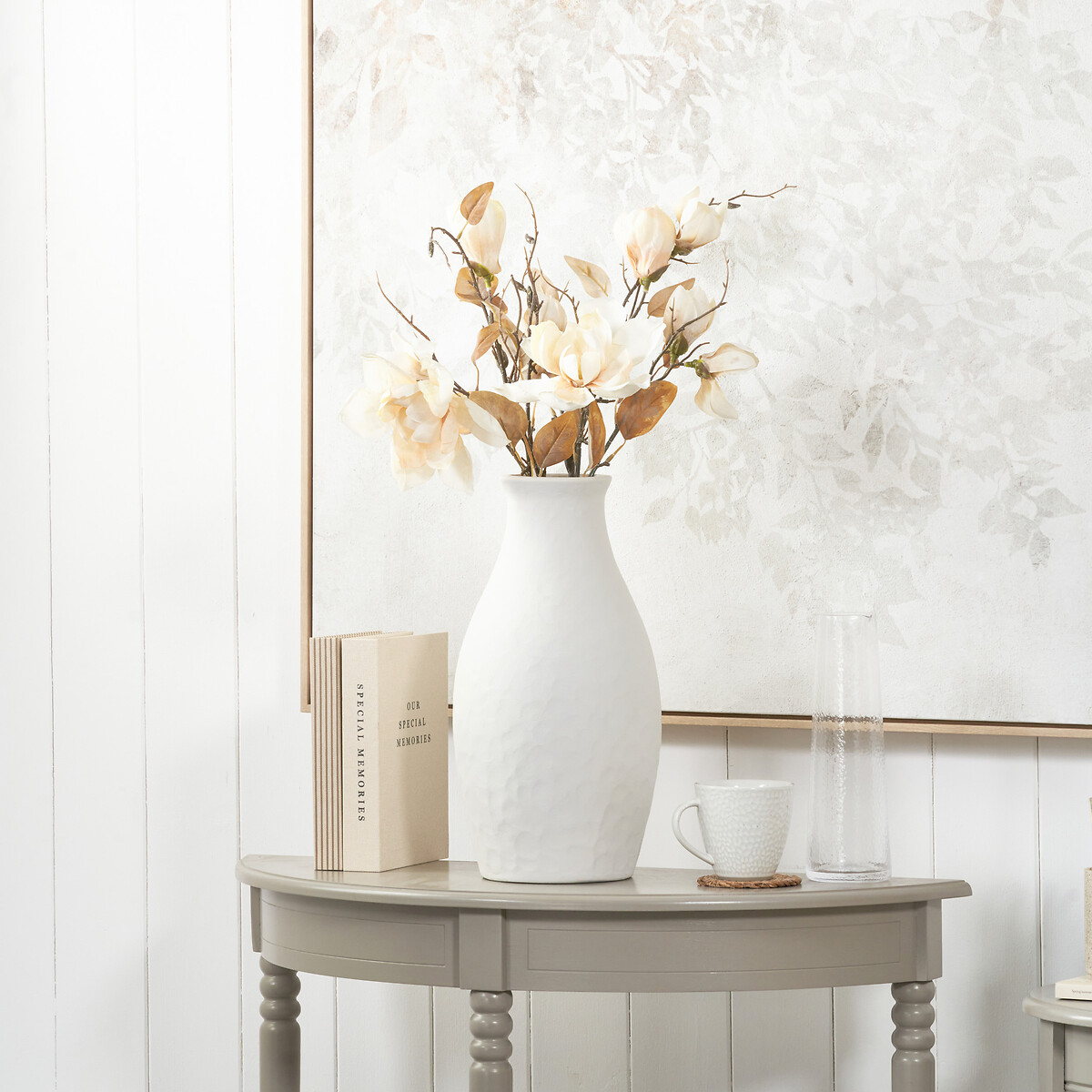 41cm Tall White Textured Stoneware Vase white, ÉDITÉ