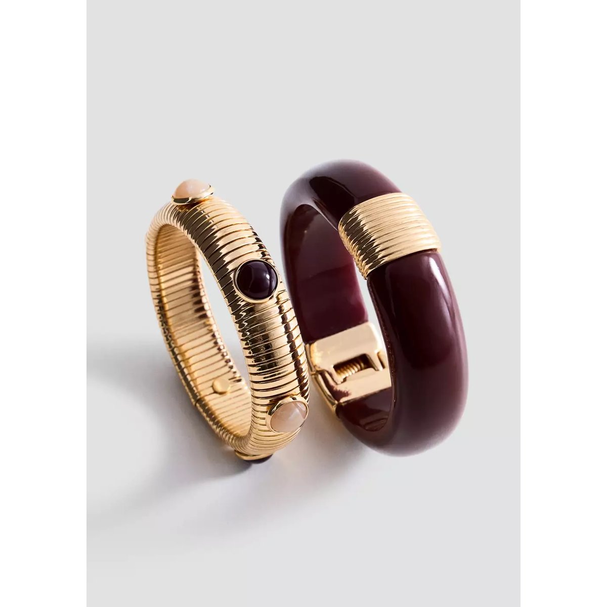 Lot de 2 bracelets au design irrégulier or, MANGO