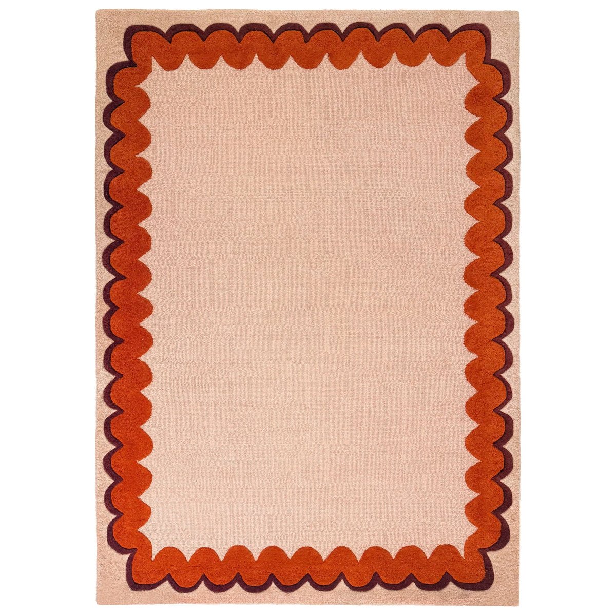 Tapis à bordure en laine WIGGLE orange, FLAIR RUGS