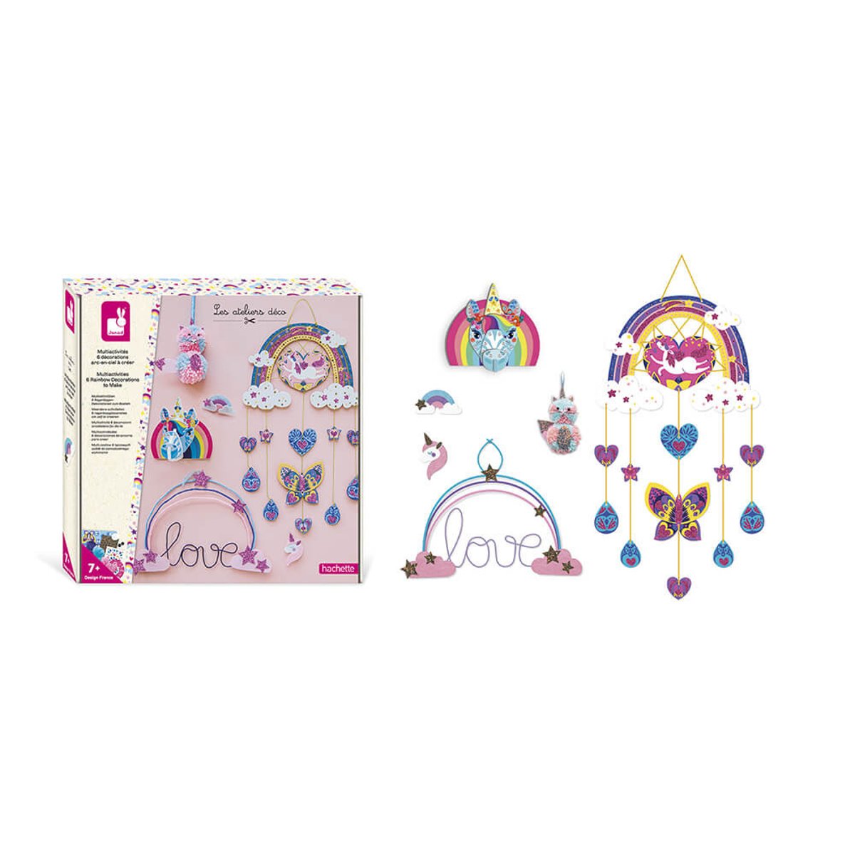 Kit Créatif - Coffret Multi-activités Arc-en-ciel rose, JANOD
