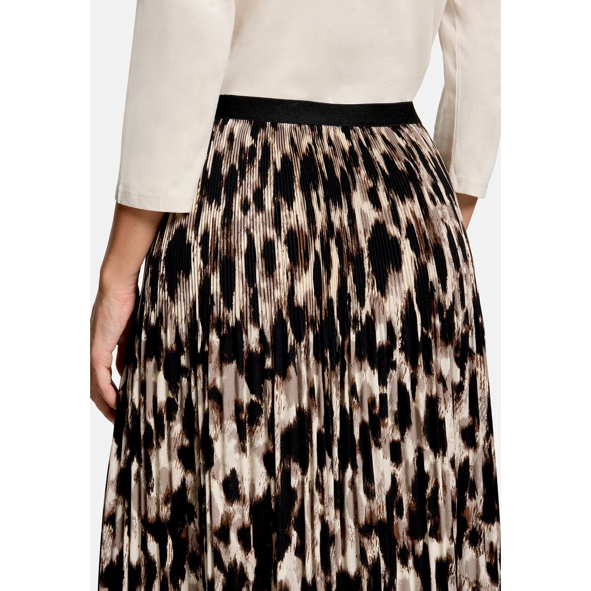 Jupe plissée à élastique beige/noir, BETTY BARCLAY