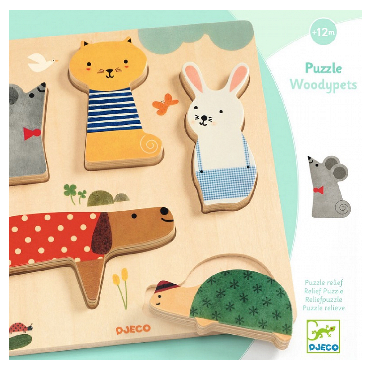 Puzzle relief Woodypets multicolore, DJECO