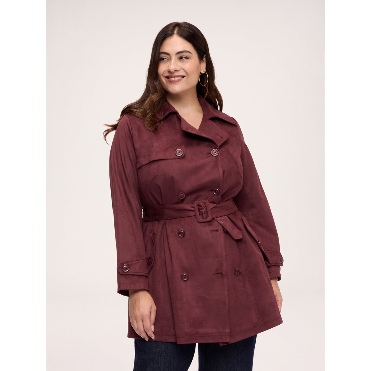 Trench-coat croisé burgundy, FIORELLA RUBINO
