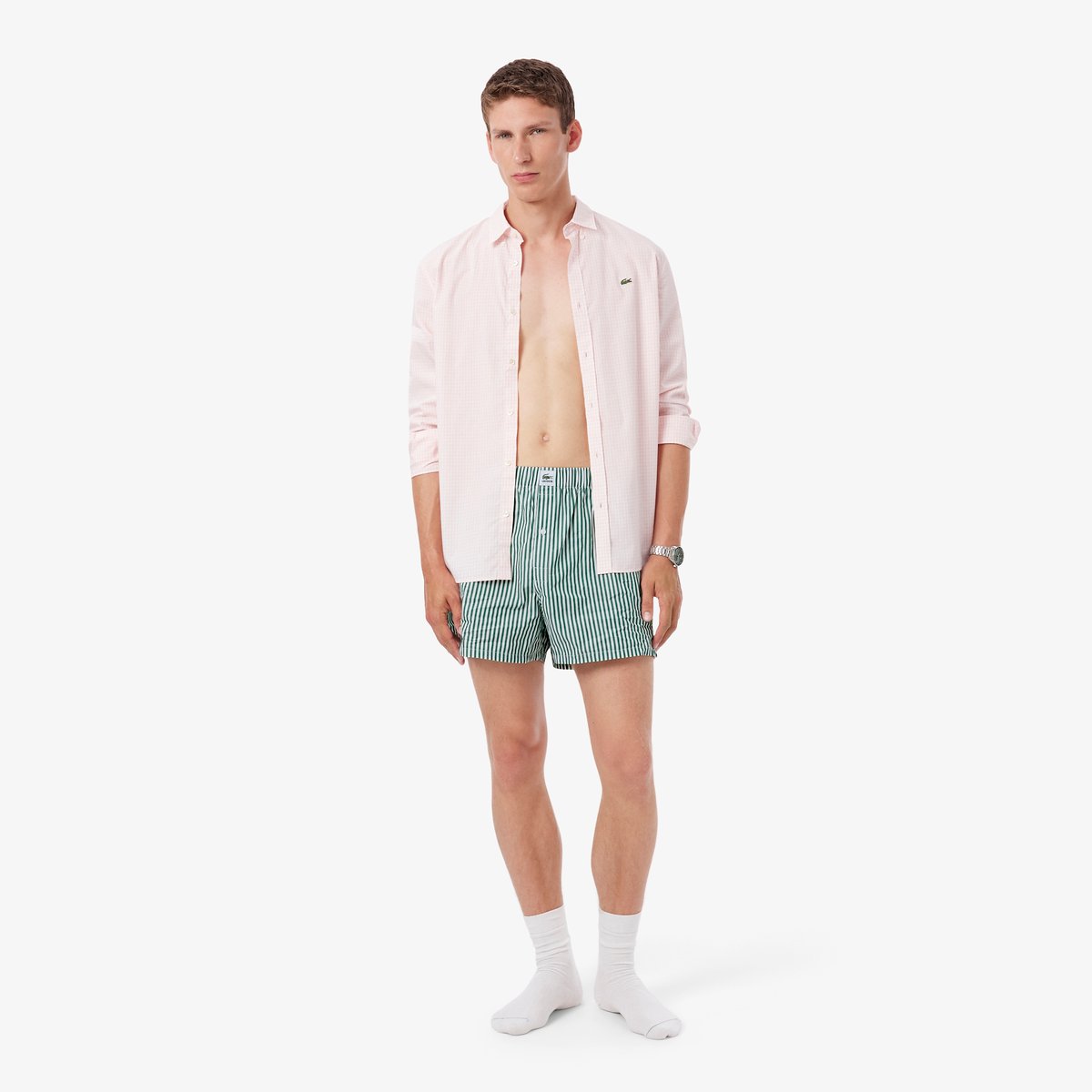 Lot de 3 caleçons coton étiquette tissée vert-0ir, LACOSTE