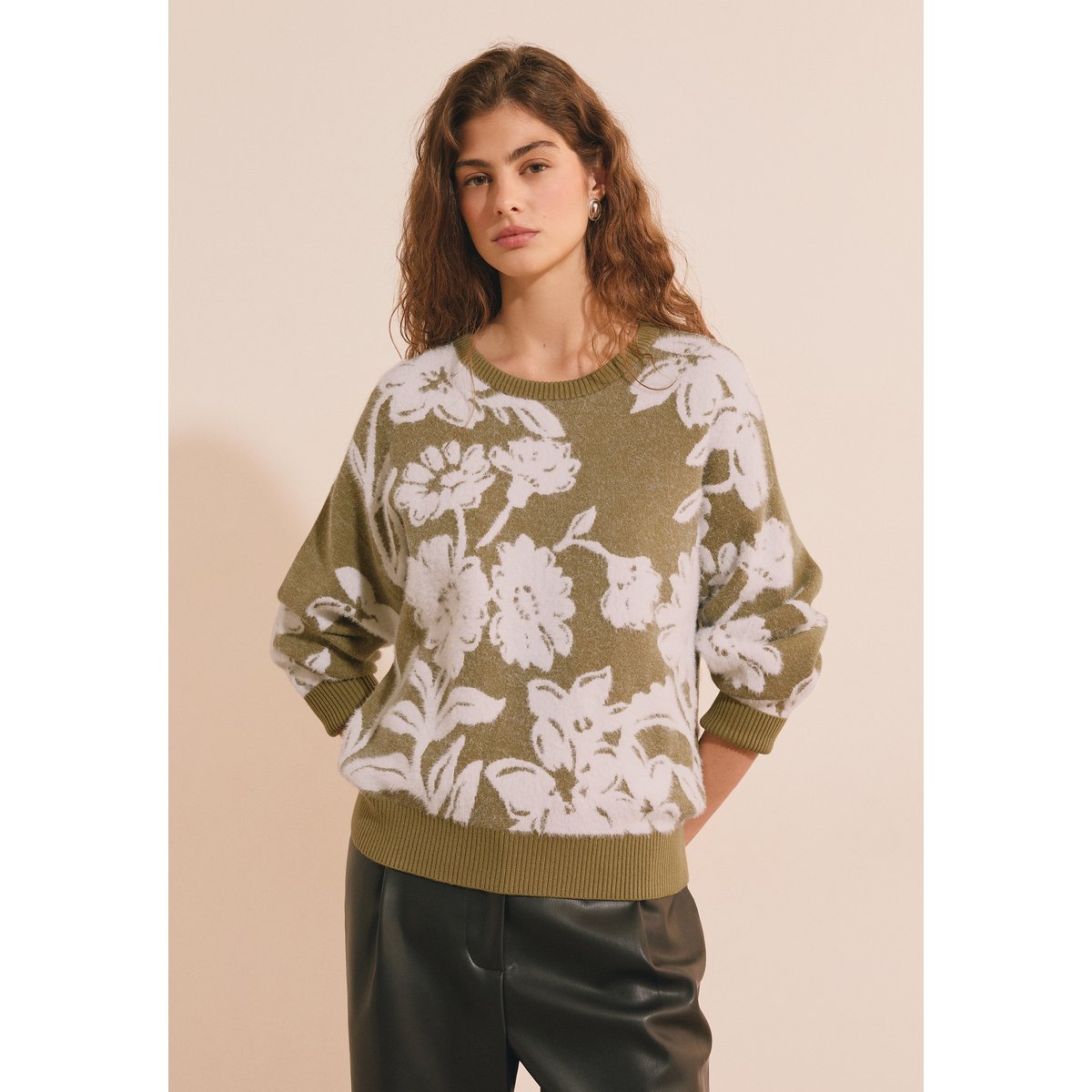 Pull à motif floral SIEGFRIED kaki olive, ETAM