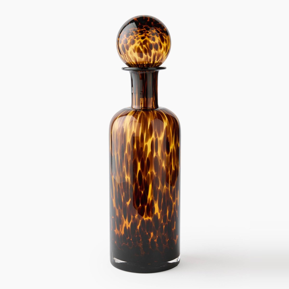 Fiole tachetée léopard , 11,5 x 11,5 x 40 cm, en verre ambre, MONOPRIX