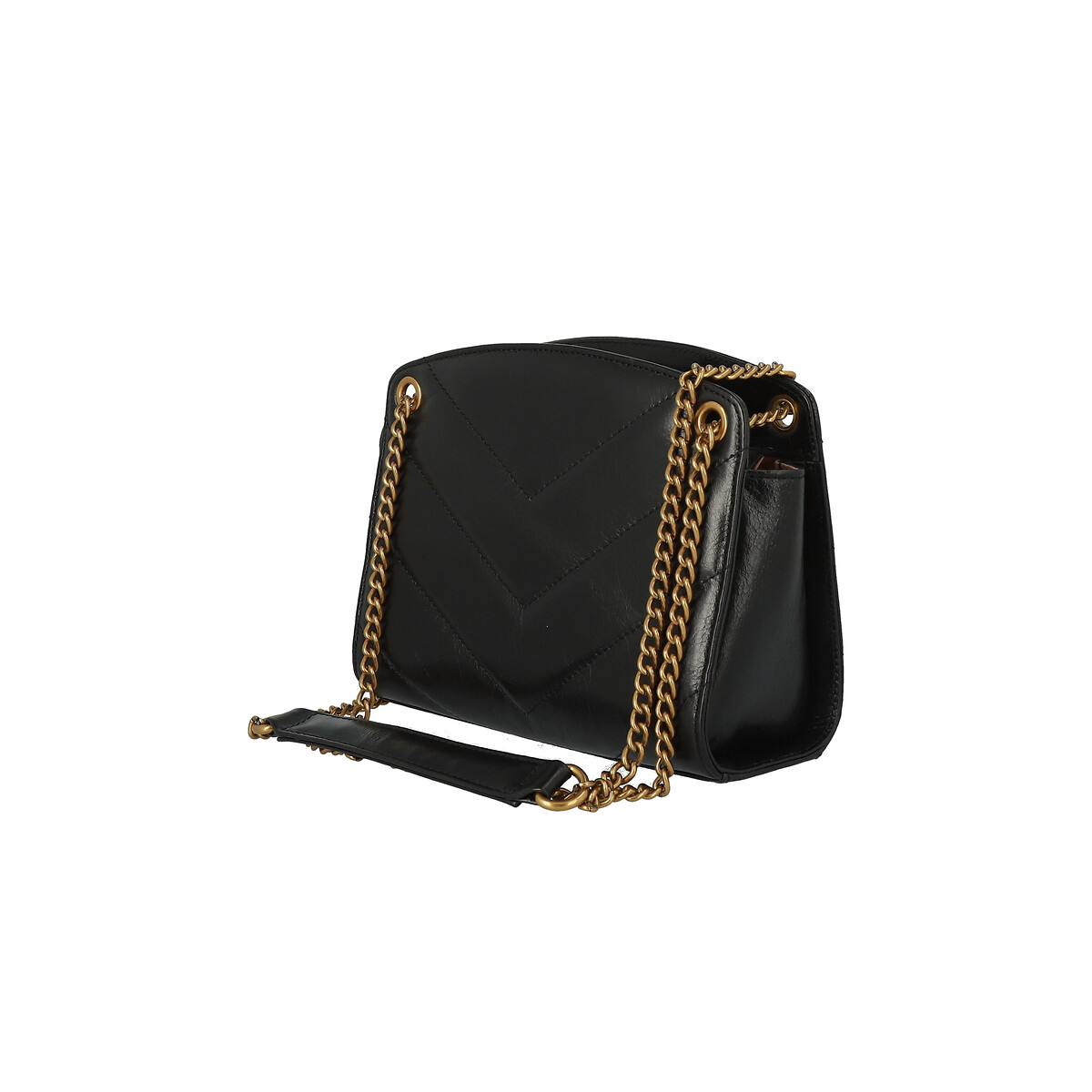 Mini Simone Chain Strap Bag in Leather black, NAT & NIN