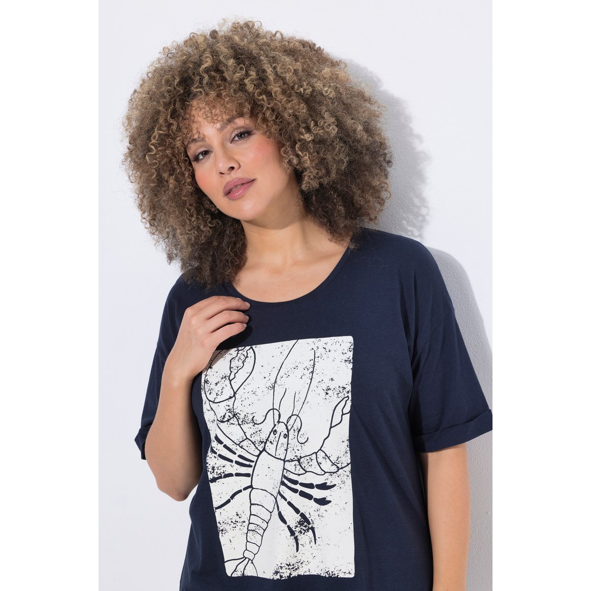 T-shirt en modal mélangé, motif homard marine, ULLA POPKEN