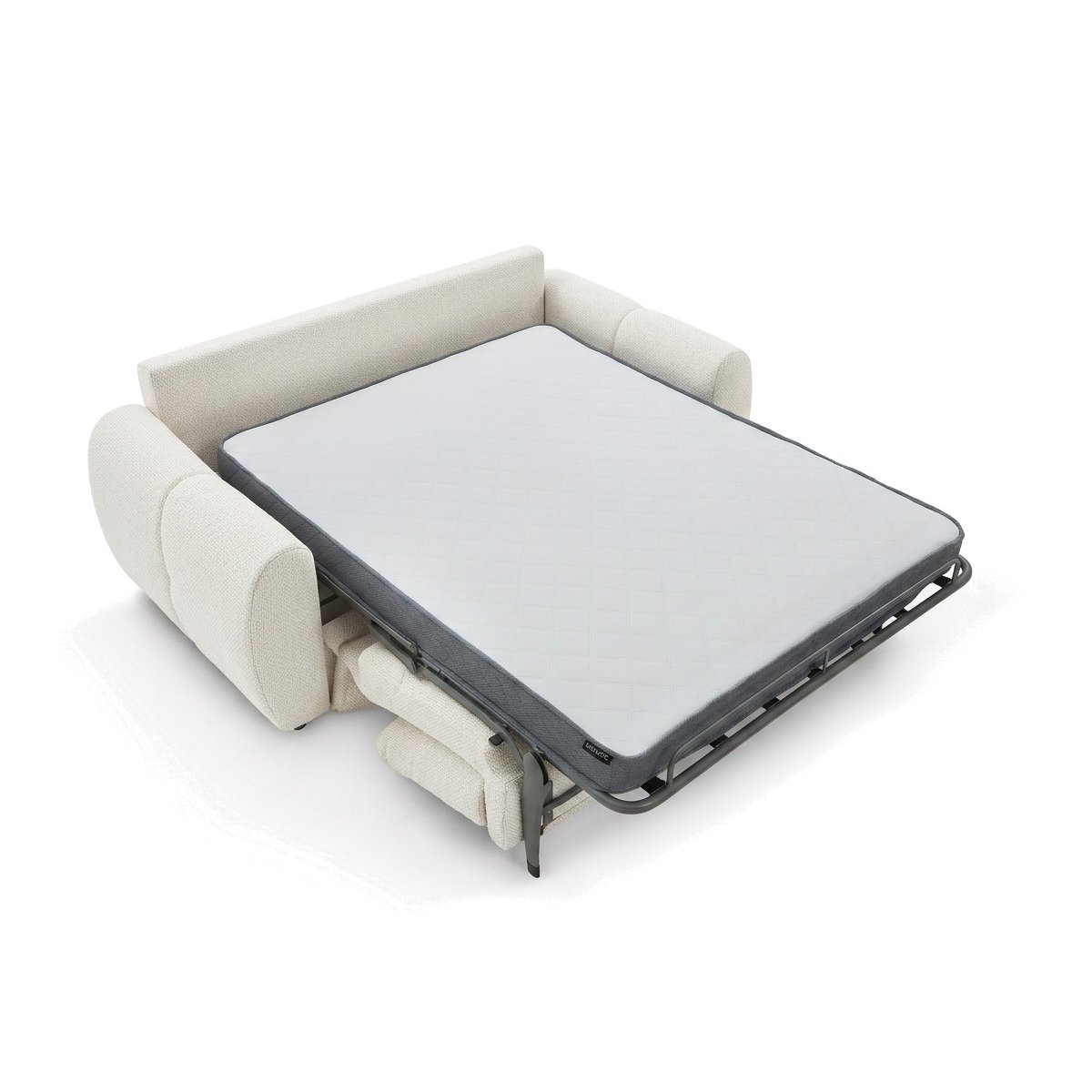 Canapé droit convertible 3 places en tissu lisse, FUJI blanc, BOBOCHIC