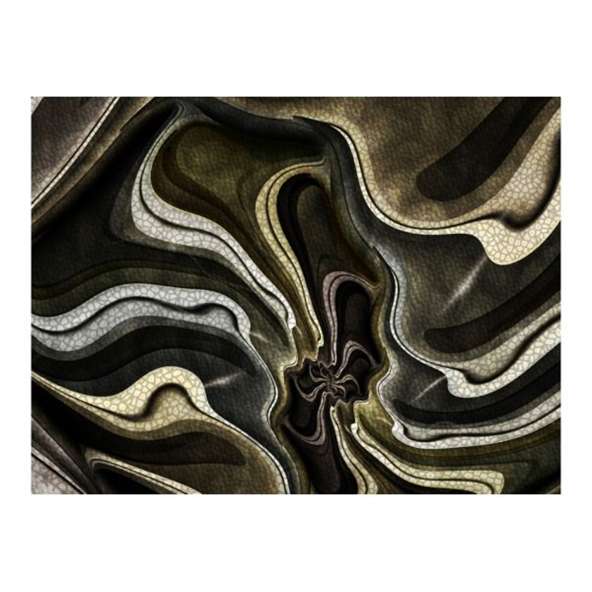 Papier peint intissé panoramique Abstractions Green and brown textured fractal multicouleur, EDEN