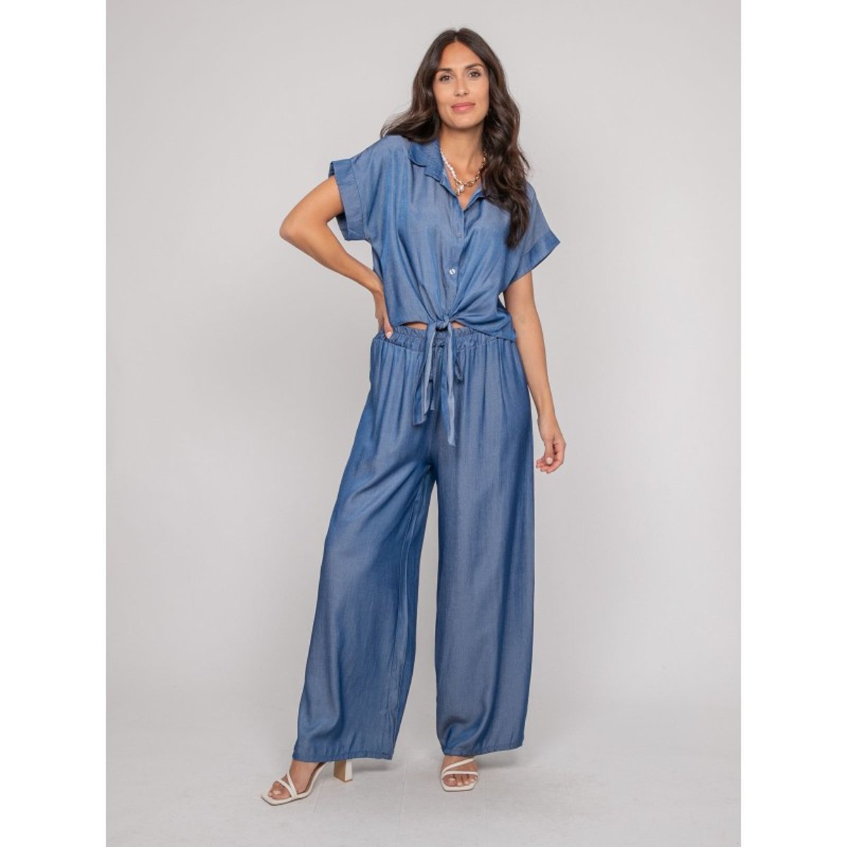 Pantalon Fluide Emona bleu, DONA LISA