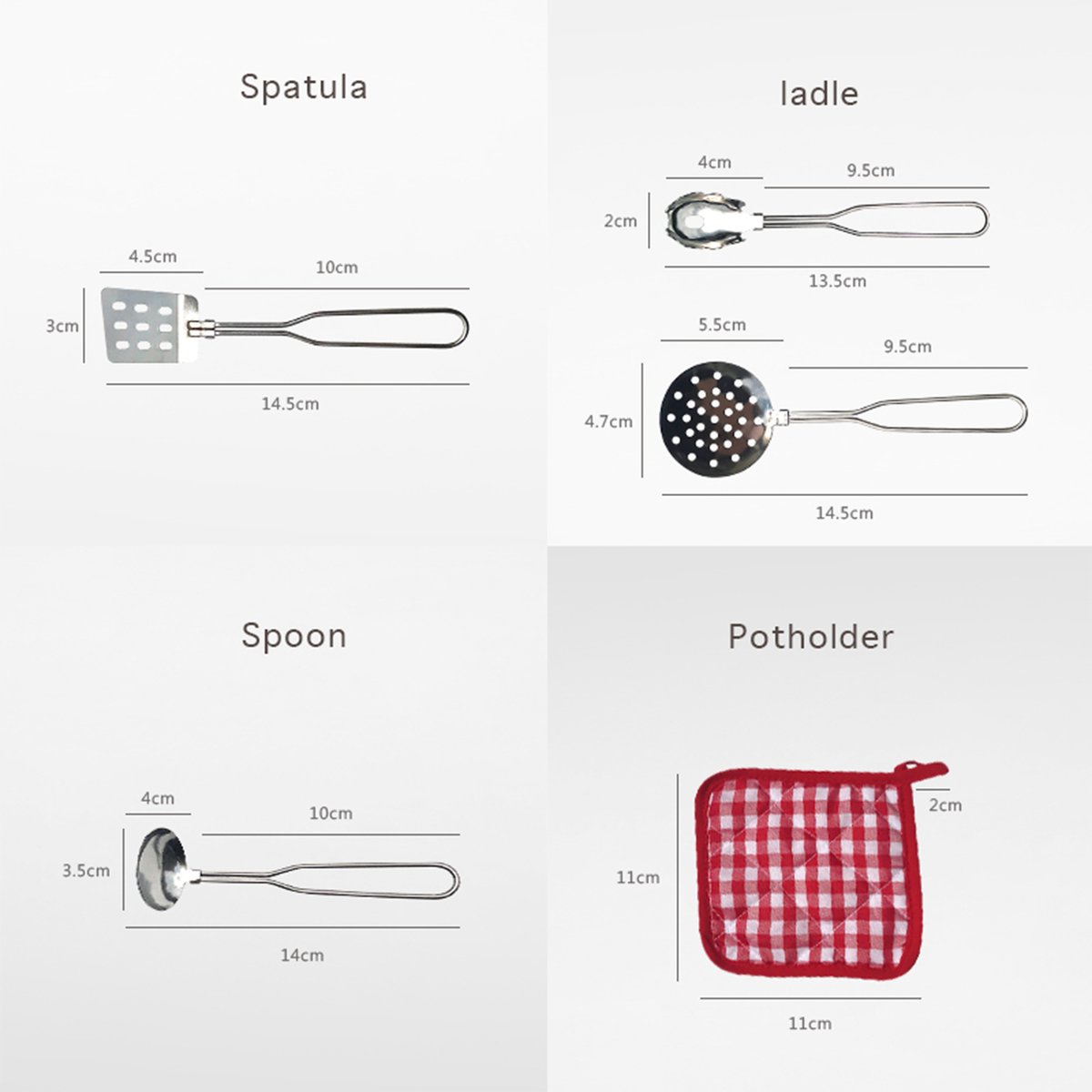 Set de cuisine inox 11 pièces pour jeu d’imitation, LITTLE CHEF gris, TEAMSON KIDS