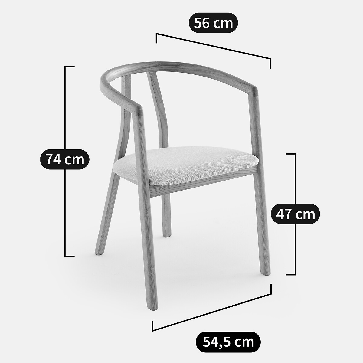 Sillón de mesa de fresno macizo Karlai roble/beige, LA REDOUTE INTERIEURS