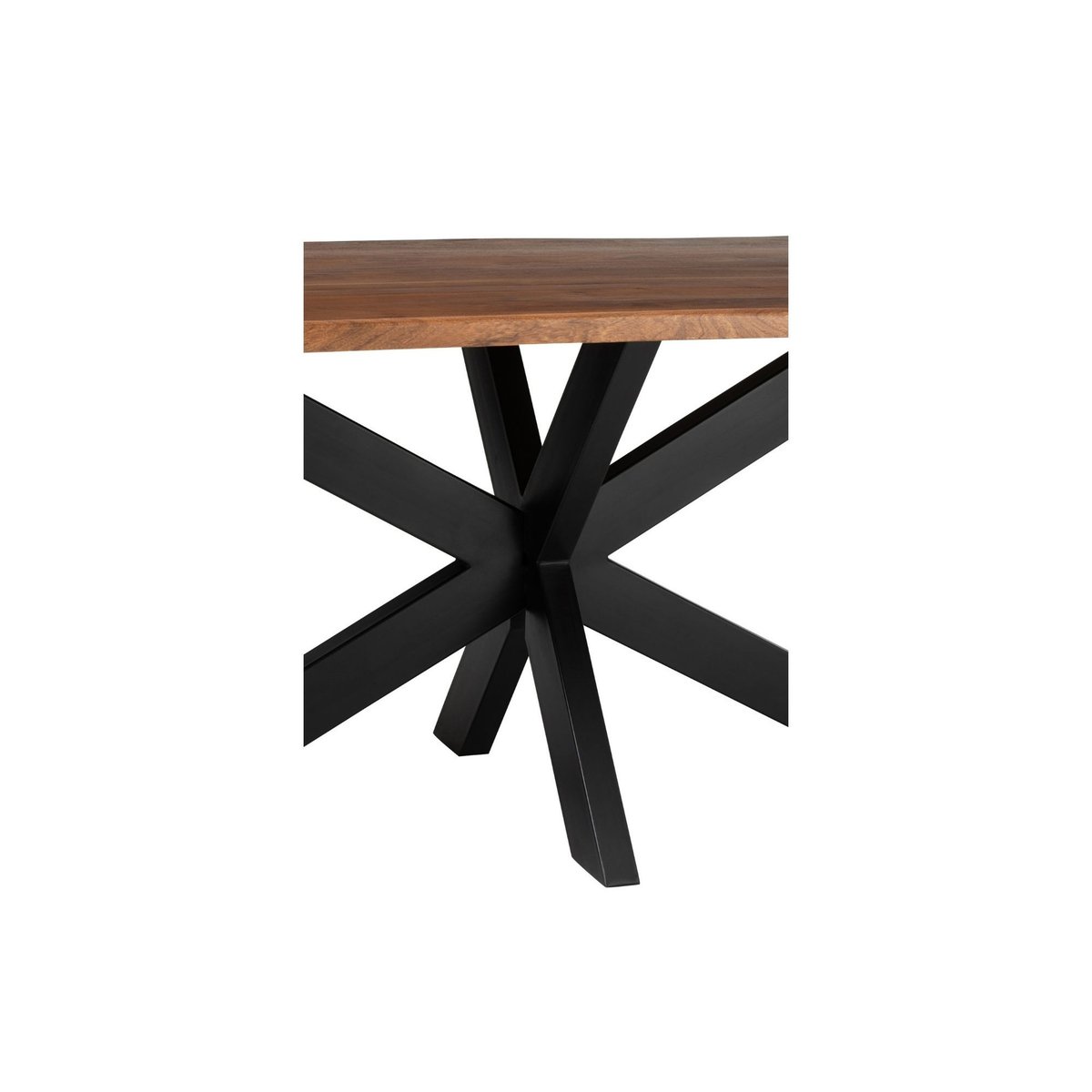 Table de salle à manger rectangulaire en acacia et métal noir L200 - EDGAR acacia foncé, HELLIN, DEPUIS 1862