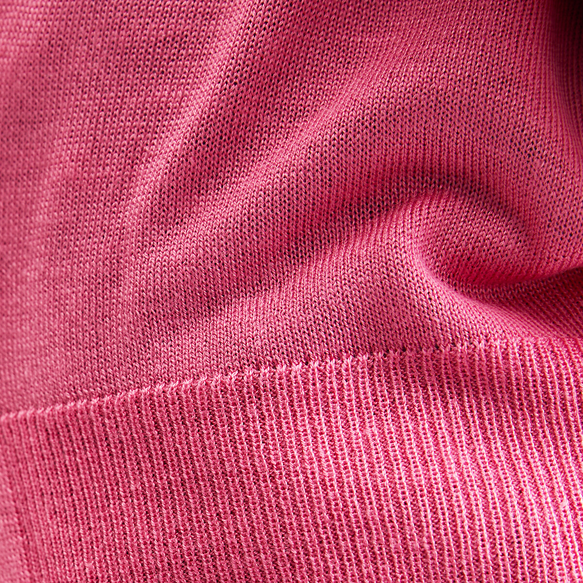 Pull col rond en maille fine, manches longues rose, LA REDOUTE COLLECTIONS