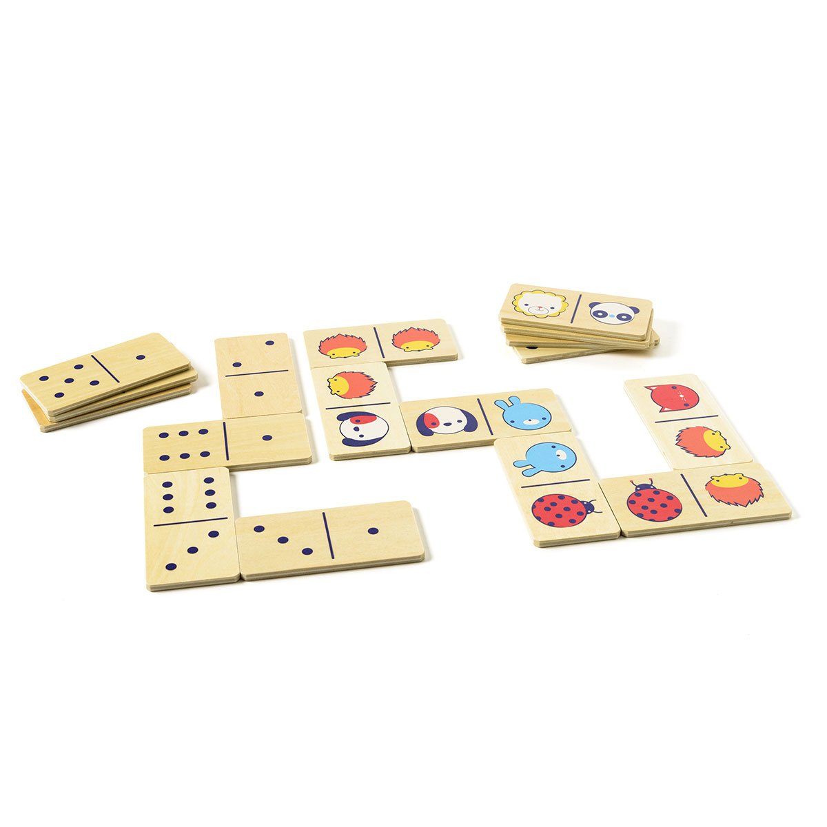 Dominos des animaux en bois blanc, OXYBUL