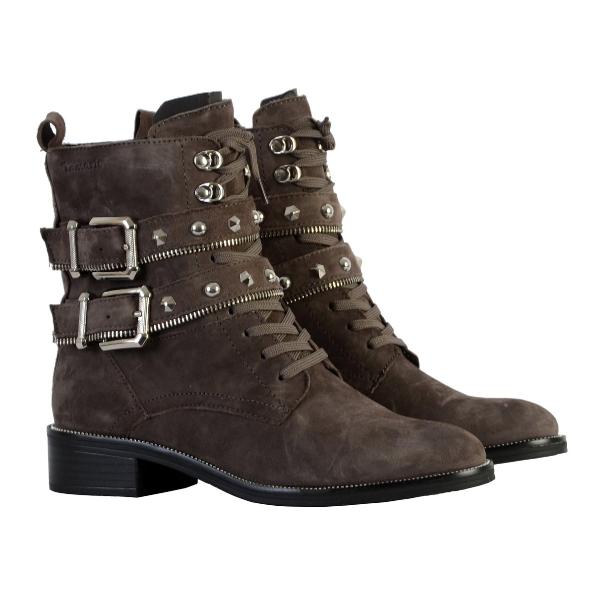 Boots Cuir Motardes gris, TAMARIS