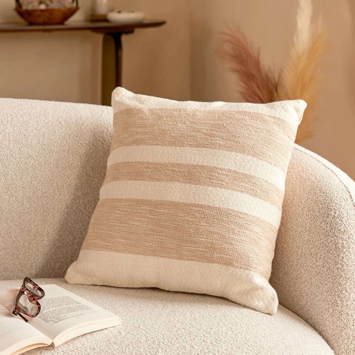 Coussin déhoussable en coton LAINI blanc, ATMOSPHERA