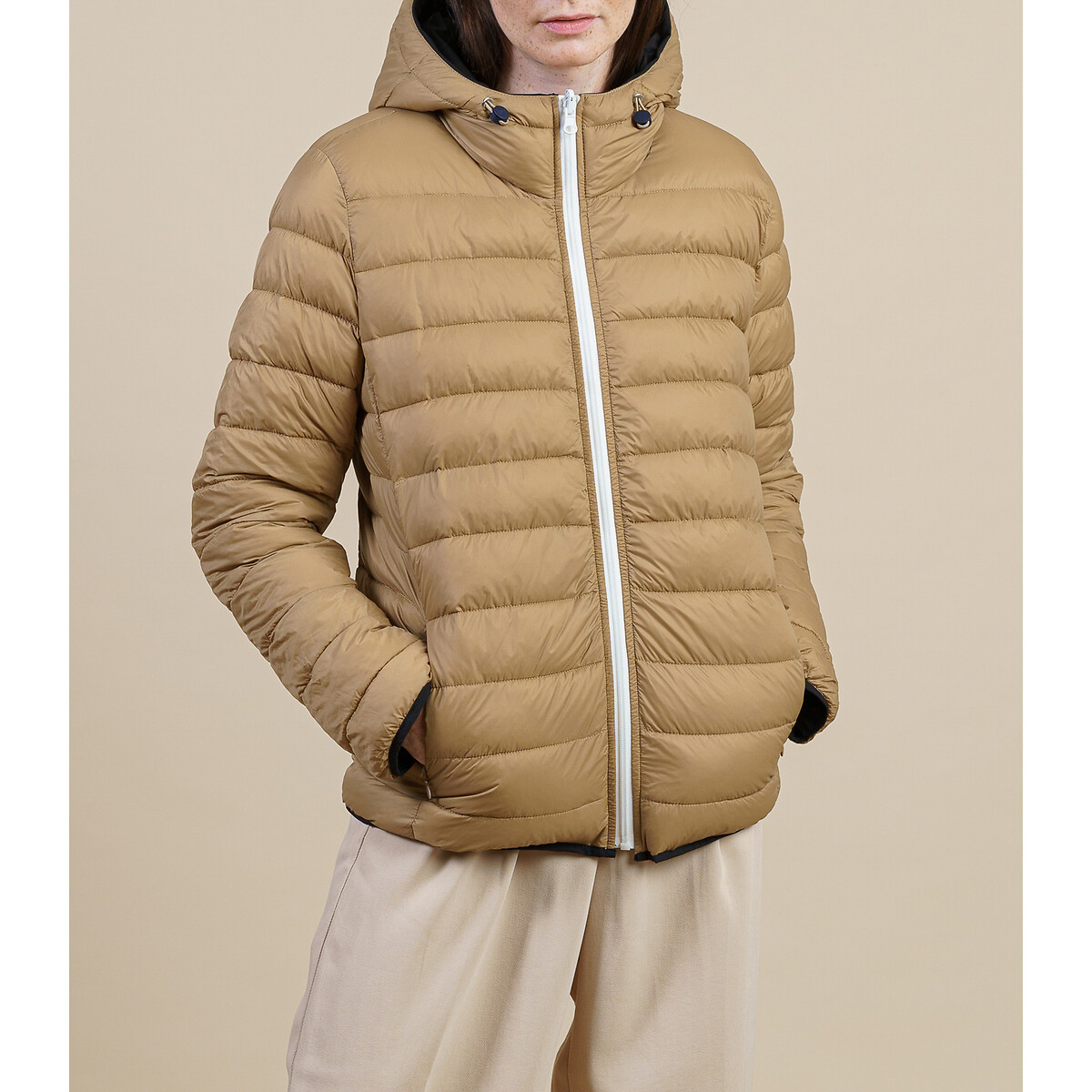 Unisex Charonne Reversible Hooded Padded Jacket black/beige, FLOTTE