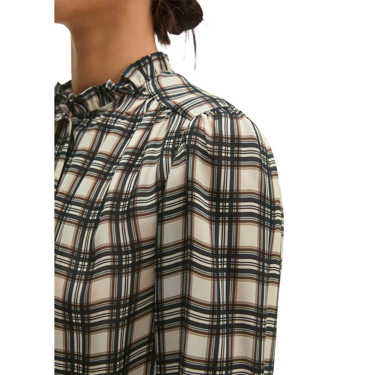 Chemisier à volants, coupe classique en crêpe de viscose fluide blanc, MARC O'POLO
