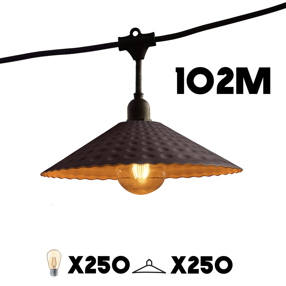 Guirlande connectable E27 25x VINTY LIGHT gris, LUMISKY