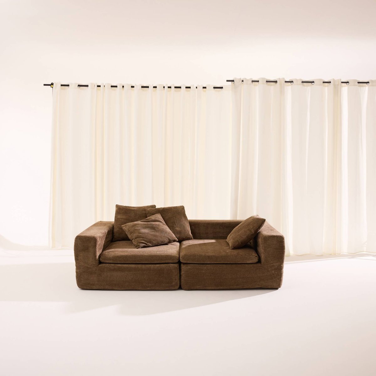 Canapé compressé modulable tissu chenille 3 places MOVI blanc, SWEEEK