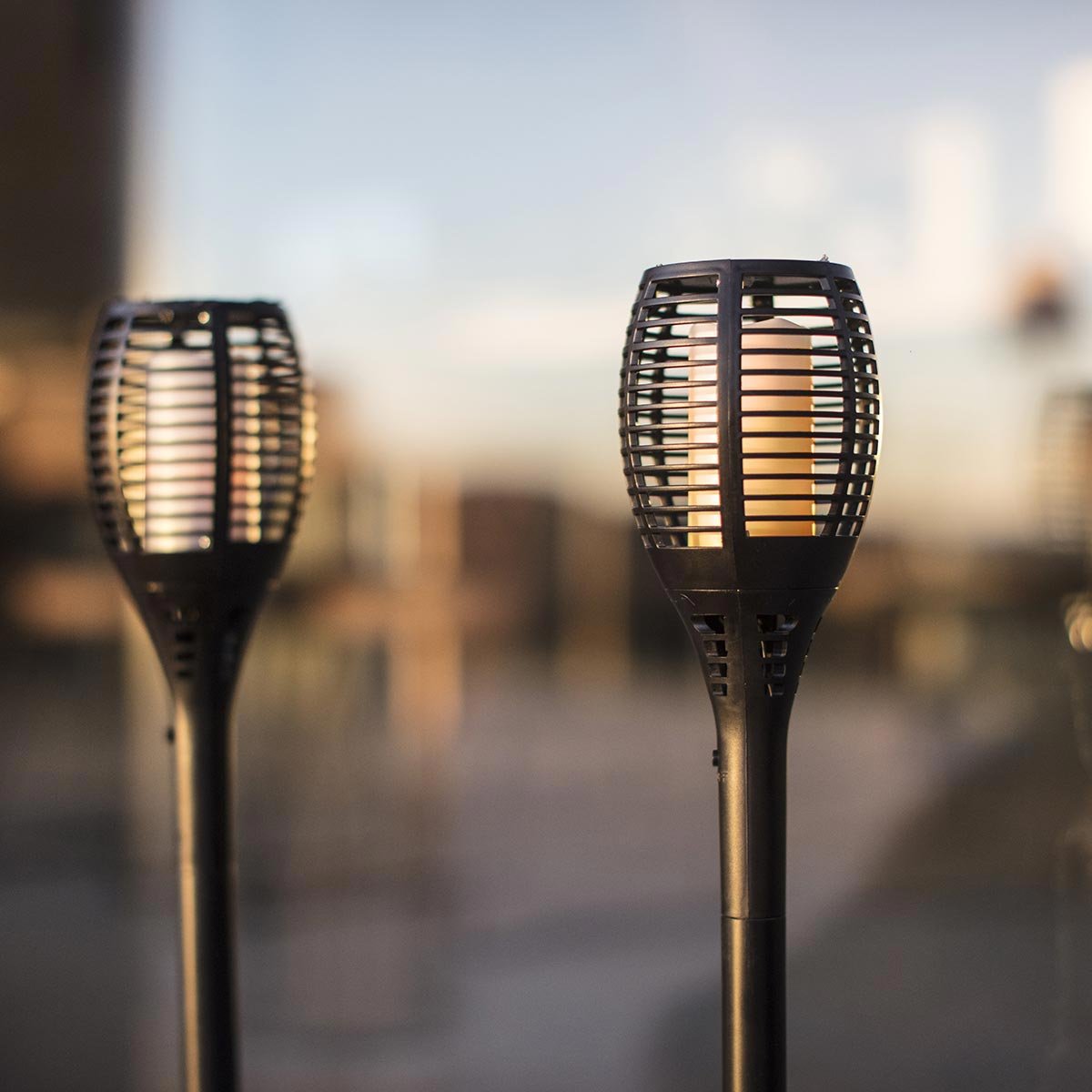 Lot de 2 torches effet flamme 2x MINI MAITY SUN noir, LUMISKY