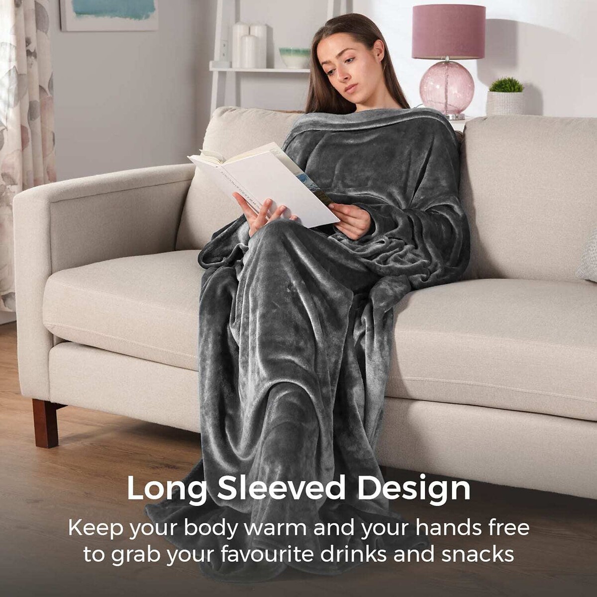 Heated Wearable Blanket - Grey grey, CARMEN