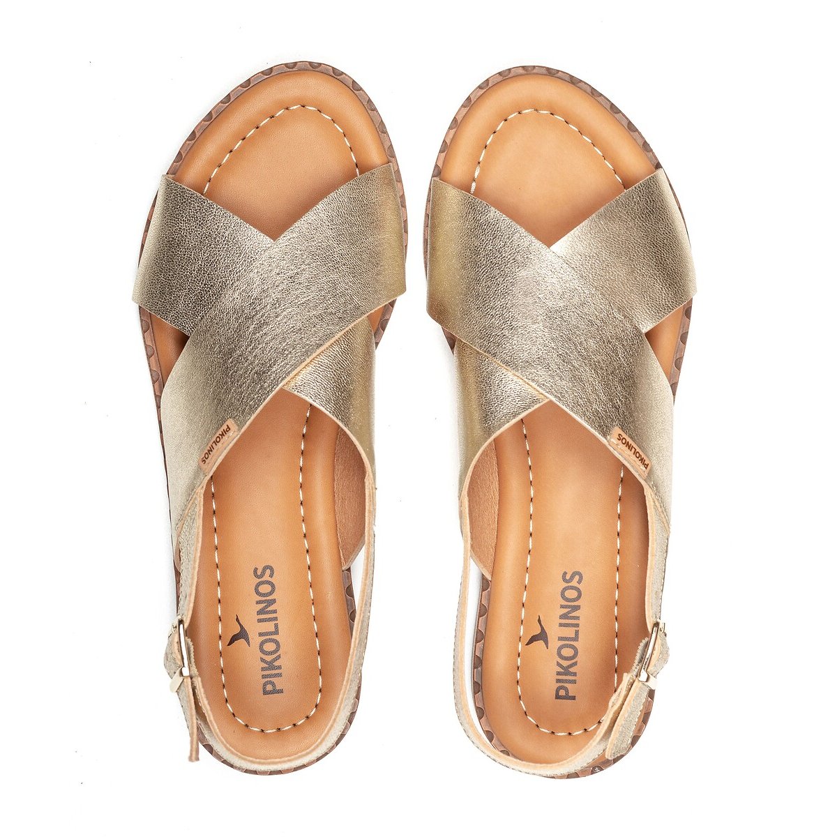 Sandales plates en cuir Algar platine, PIKOLINOS