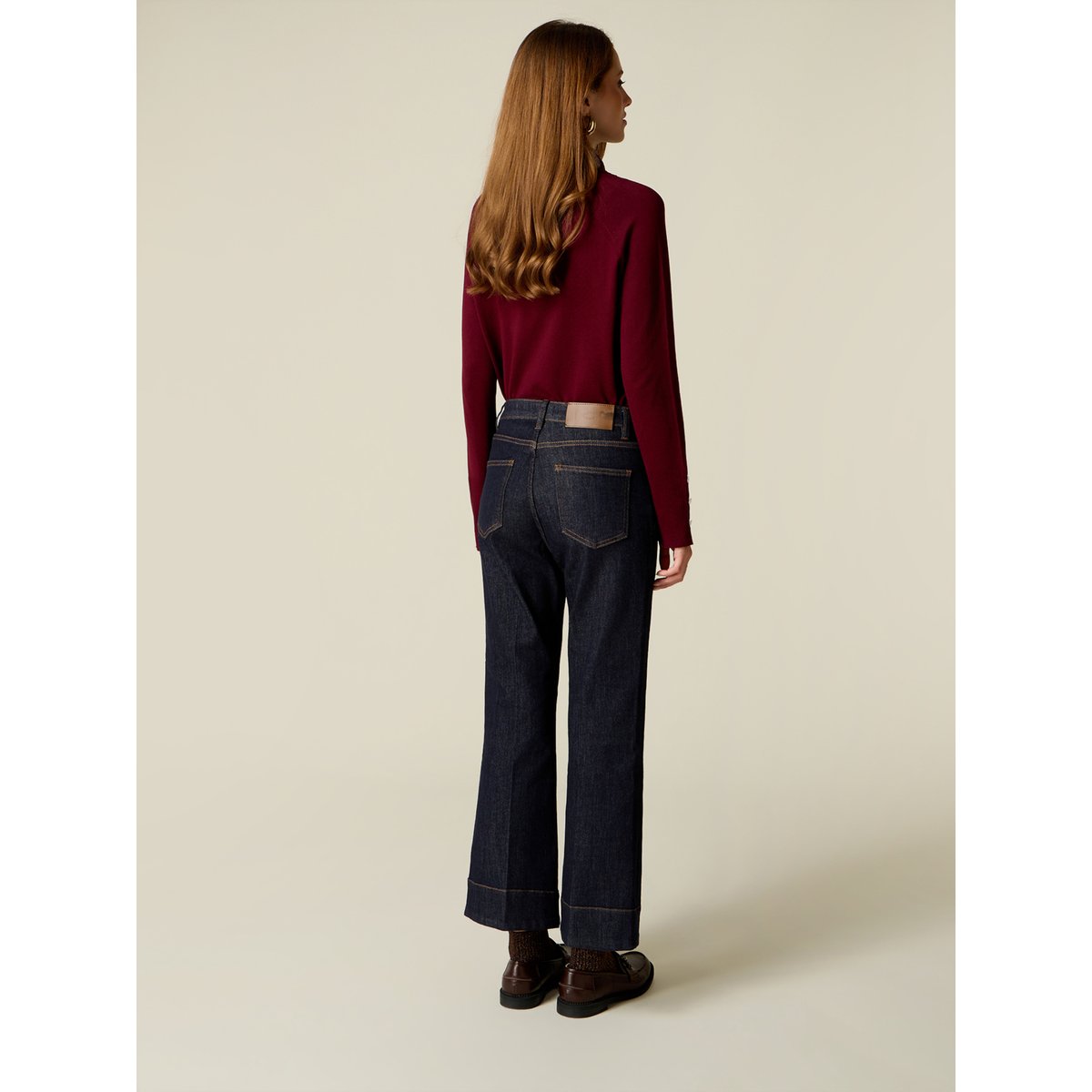 Jean flare taille haute avec charm bleu, OLTRE