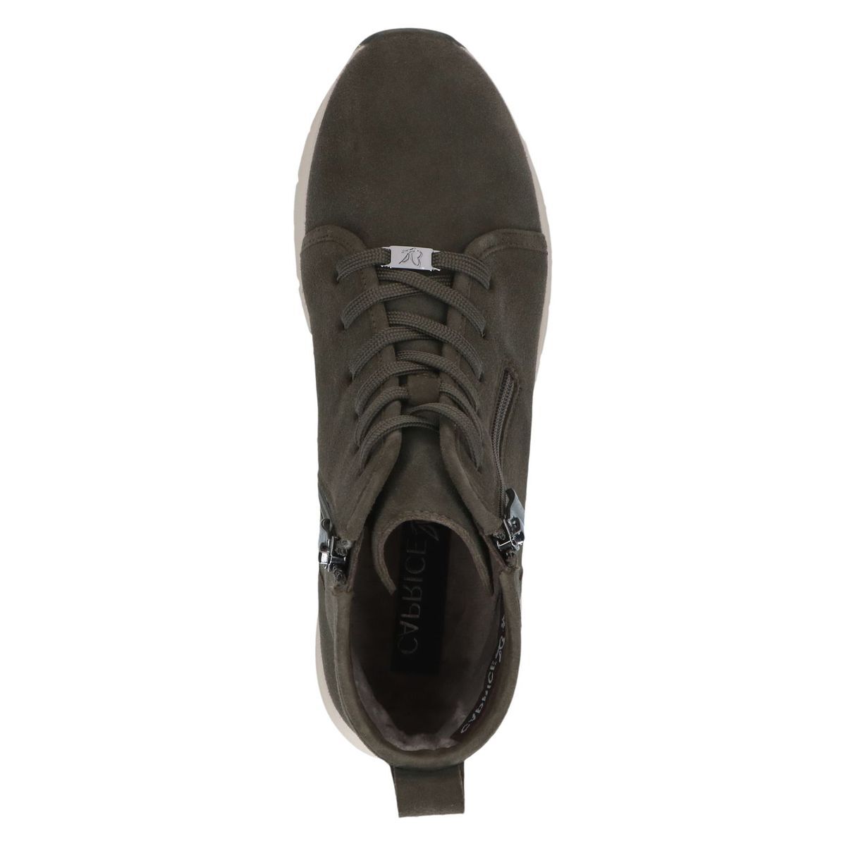 Bottine en cuir vert kaki suède, CAPRICE