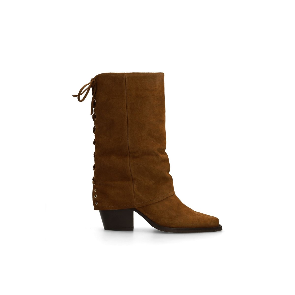 Bottines en daim avec rabat cognac, SACHA