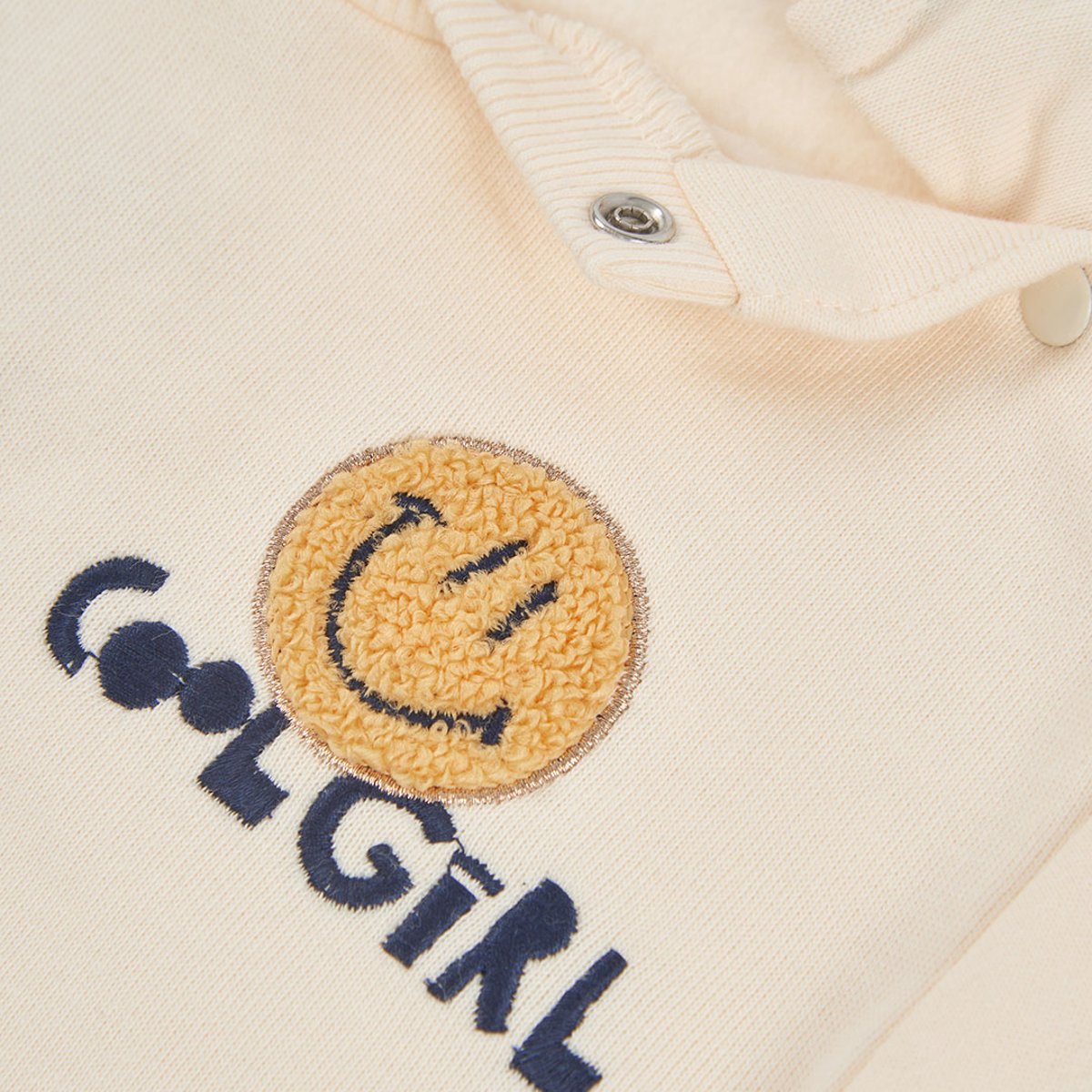 Sweat-shirt en molleton fille avec emojis blanc, BOBOLI