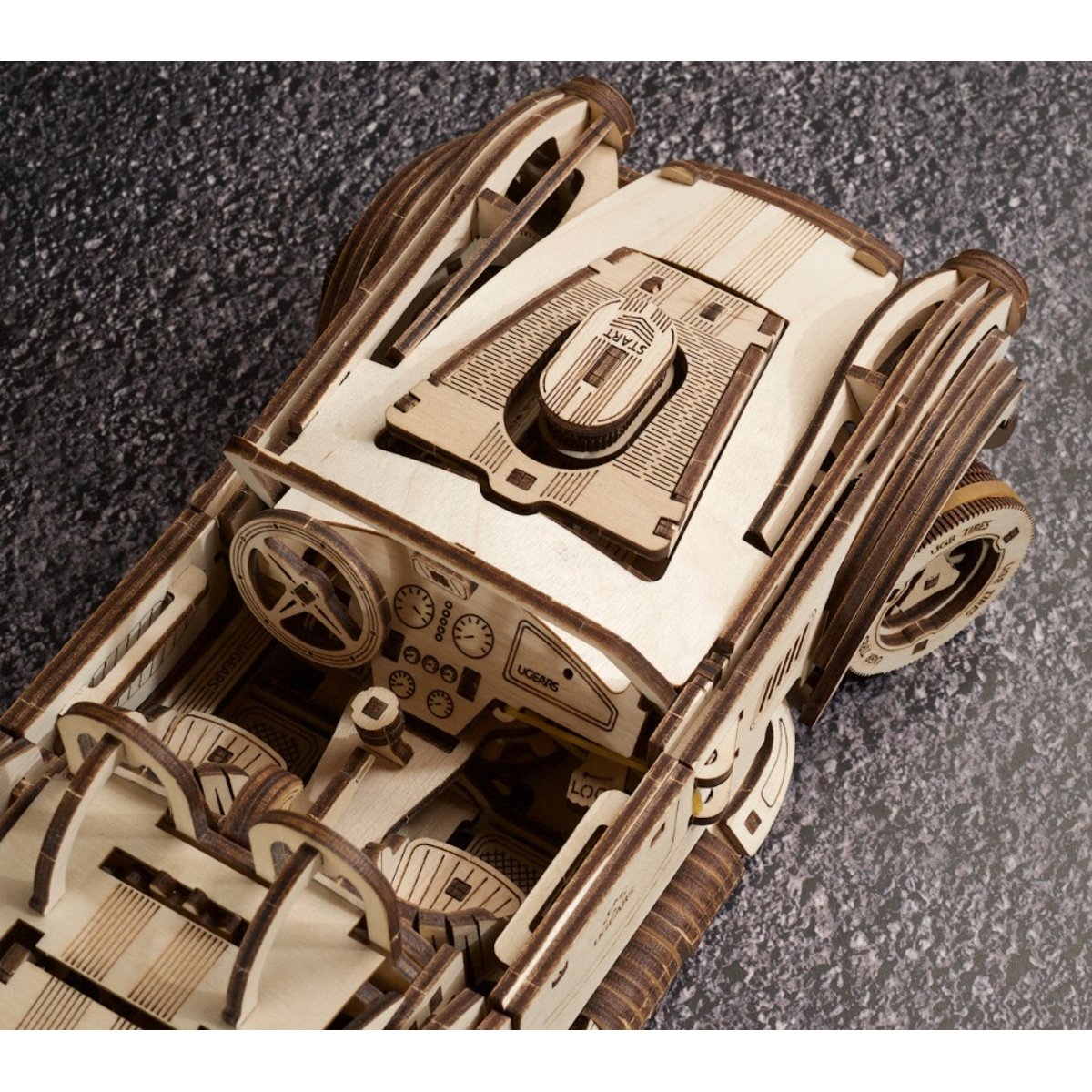 Puzzle 3D Voiture de course Drift Cobra beige, UGEARS
