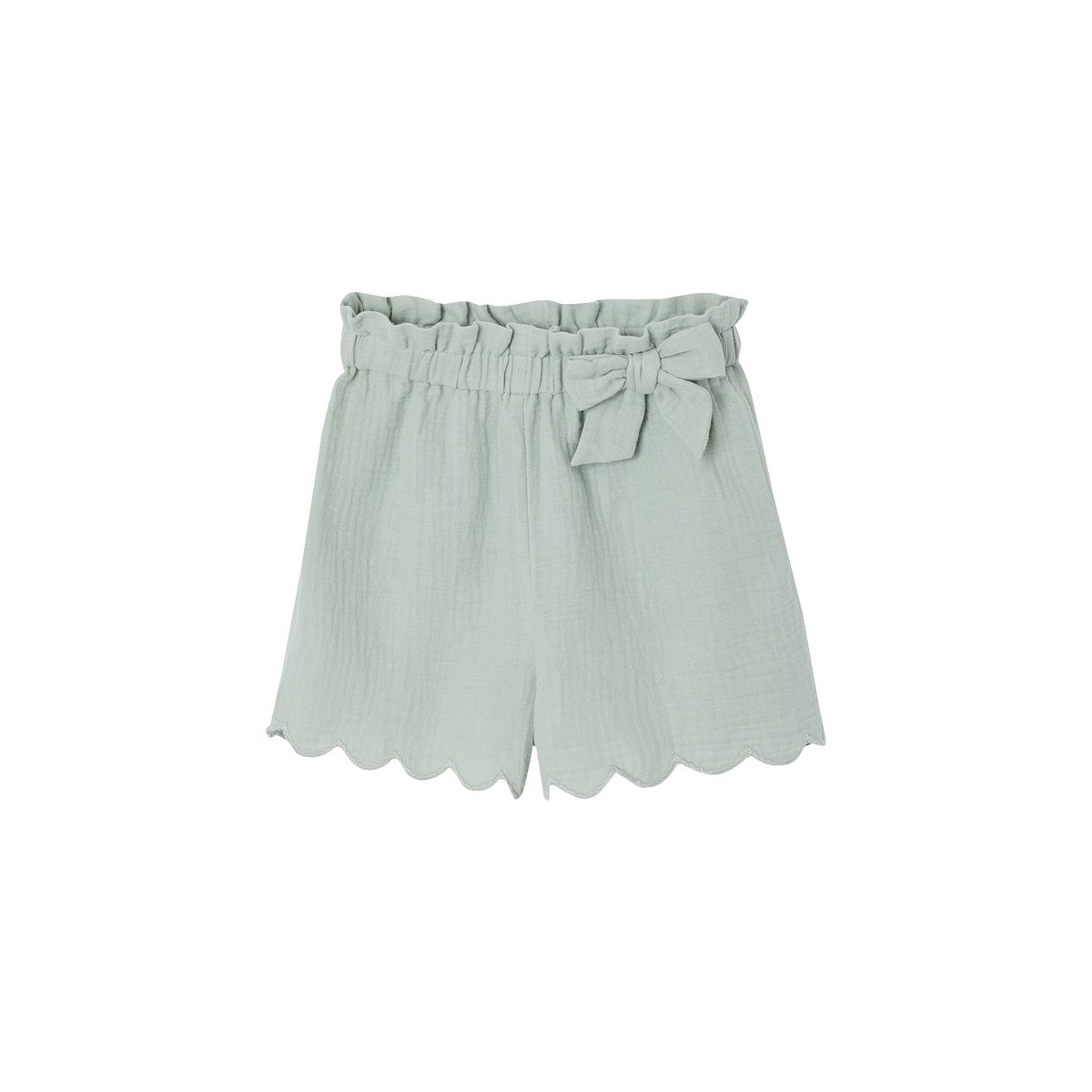 Short volanté en gaze de coton vert sauge, VERTBAUDET