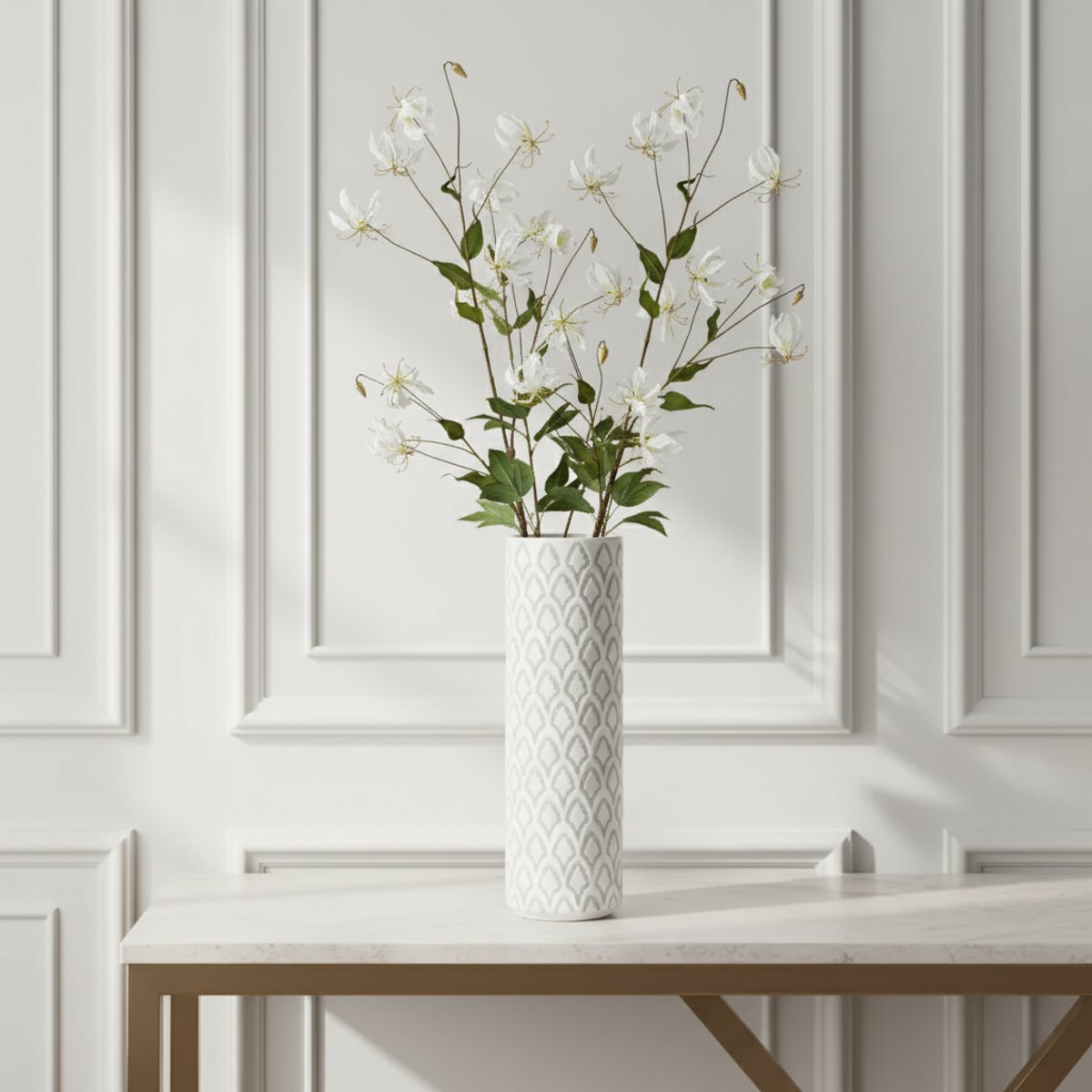 Tige de gloriosa pailletée artificielle H125 AMY blanc, SIA DECO