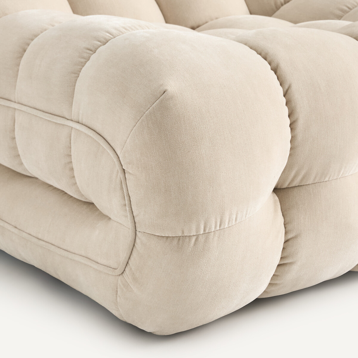Fauteuil modulable capitonné, en velours, JUD ecru, AM.PM