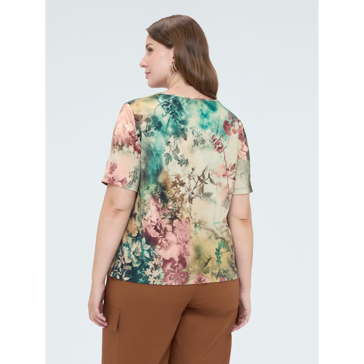T-shirt avec imprimé et encolure souple vert, FIORELLA RUBINO