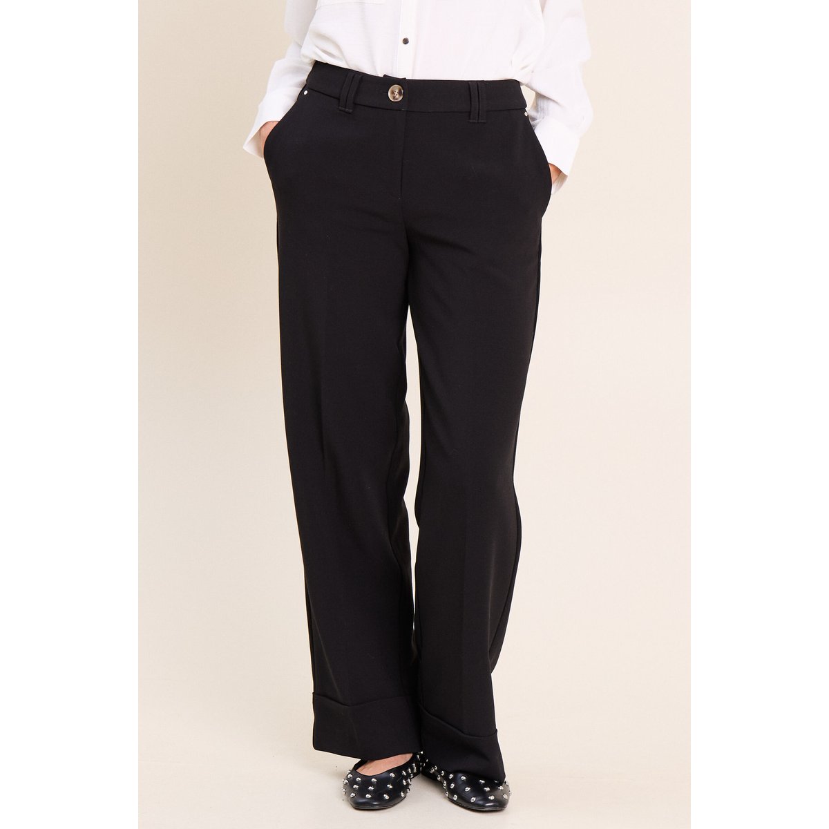 Pantalon taille haute fluide noir, BREAL