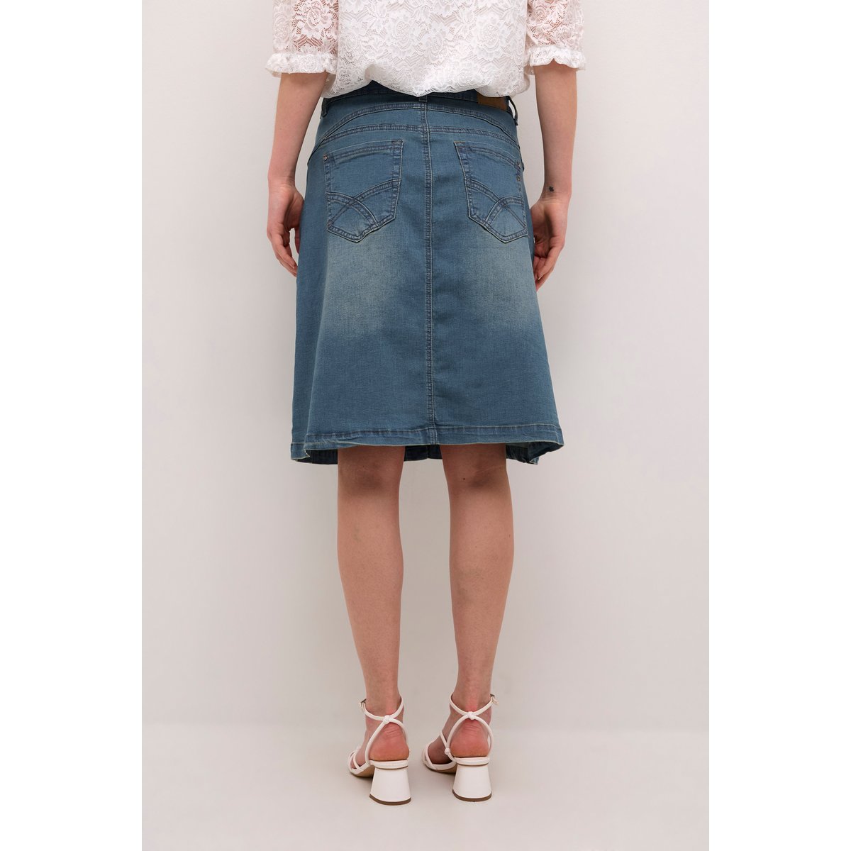 Denim skirt bleu light blue denim, CREAM