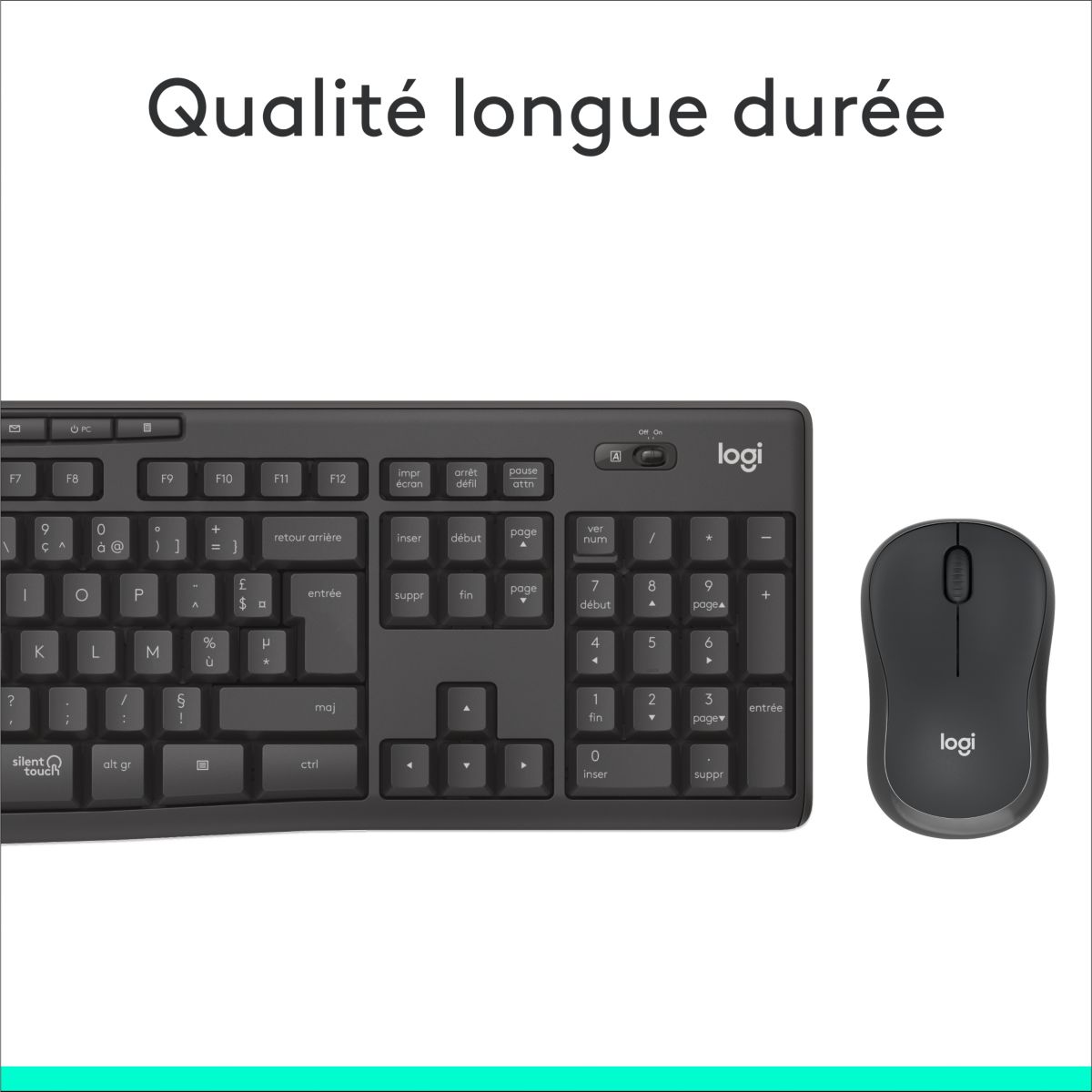Clavier + Souris MK295 Silent Wireless Combo gris, LOGITECH