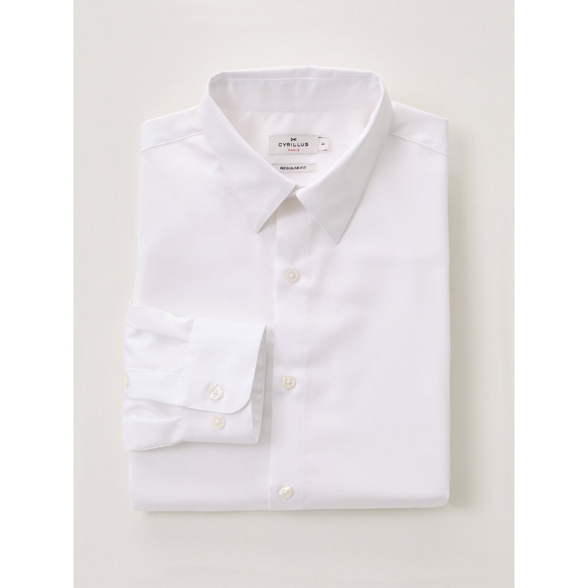 Chemise unie coton twill Regular Fit  non iron blanc, CYRILLUS
