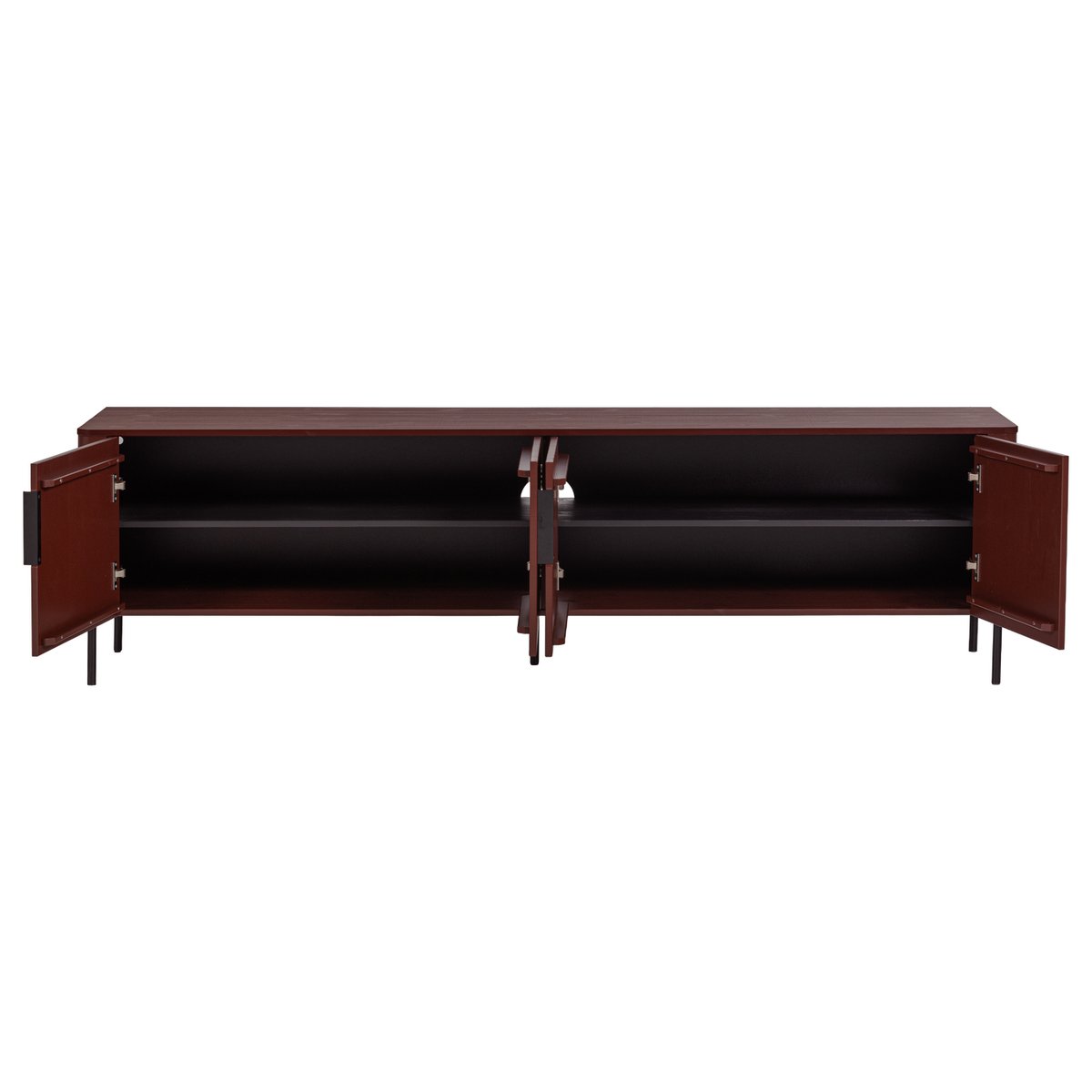 Meuble TV en bois de pin GUNNAR bordeaux, WOOOD