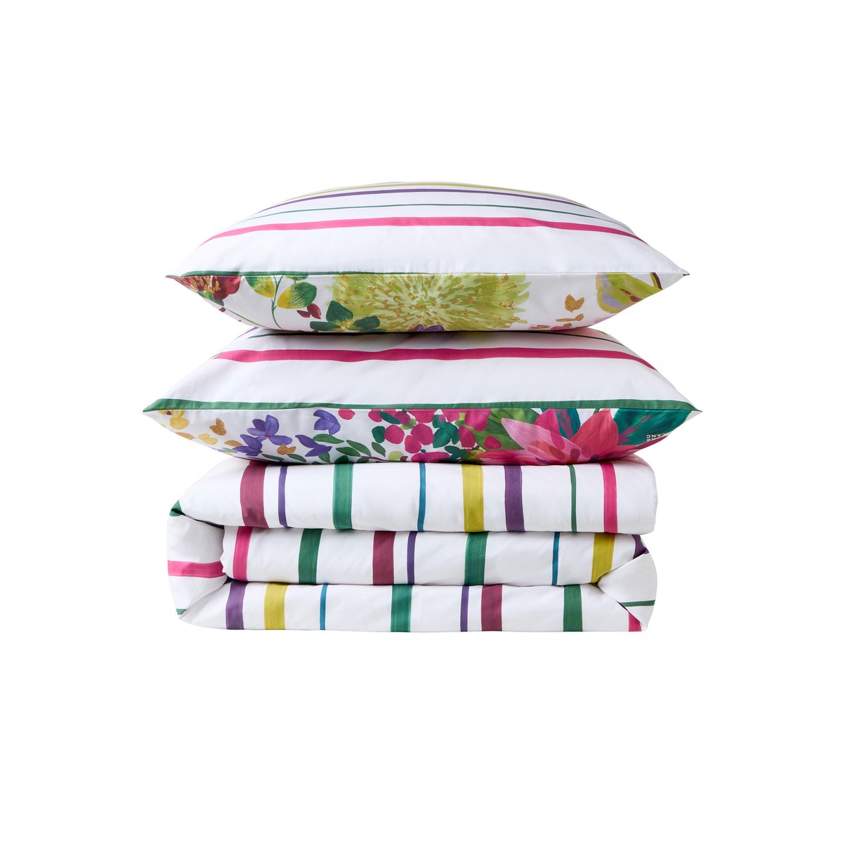 Housse de couette réversible coton SOLARA imprimé, CARRE BLANC
